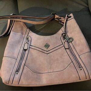 b.o.c. Mauve-Pink Shoulder Bag with Dual Front Zip Accents
